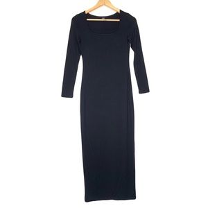 Shein Long Bodycon Dress Womens XS Black Long Sleeves - Mortician Addams vibes